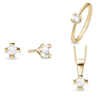 Mary 14 kt guld smykkesæt med i alt 1 ct labgrown diamanter Wesselton VS